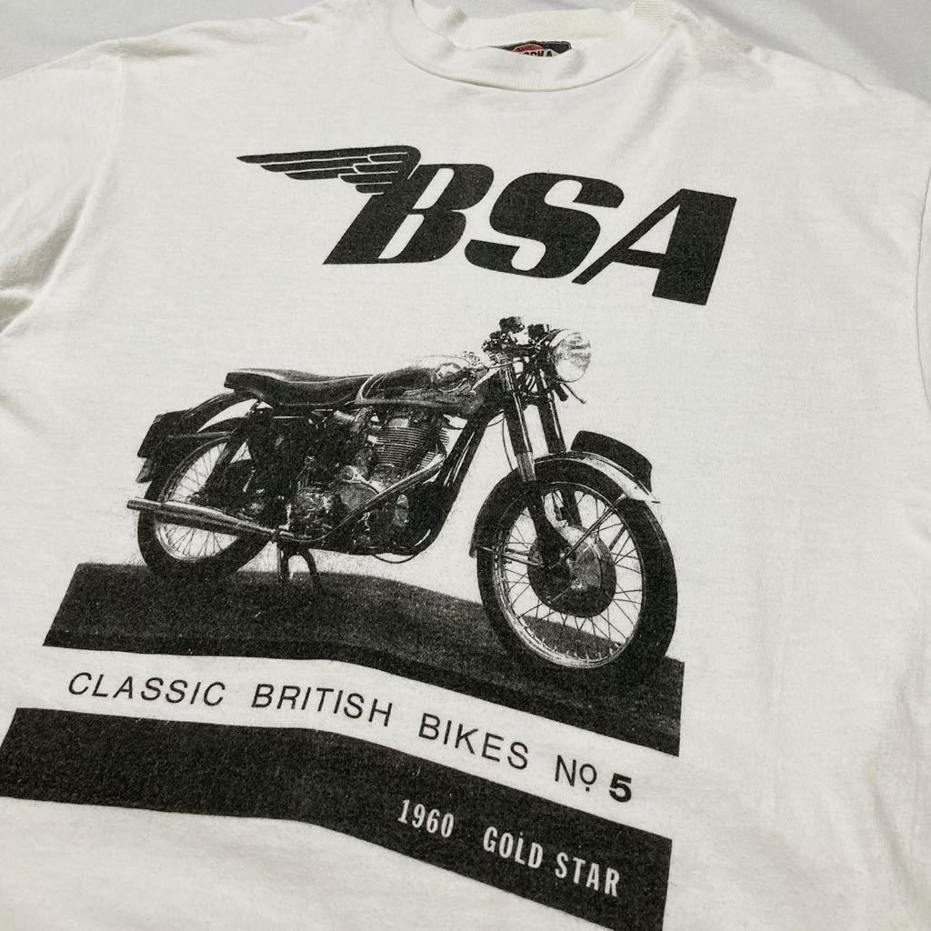 激レア 80s vintage LA ROCKA! BSA GOLD STAR British bike 80年代 ビンテージ ラロッカ ジョンソンズ Tシャツ old PUNK ROCK バイク M