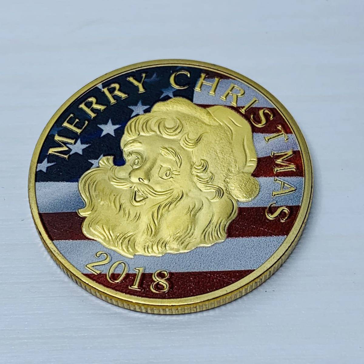 GU30-2欧米記念メダル クリスマス サンタクロース 雪だるま プレゼント 幸運コイン 外国硬貨 海外古銭 コレクションコイン 貨幣 重さ約29g_画像1