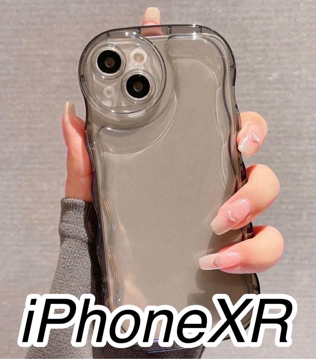 iPhoneXRケース プクプク クリアケース ブラック　黒_画像1
