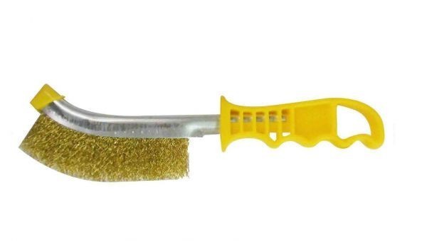 [ click post * mail service free shipping ]trad grip J type wire brush 240mm brass * brass * alloy. grinding .*TWB-02