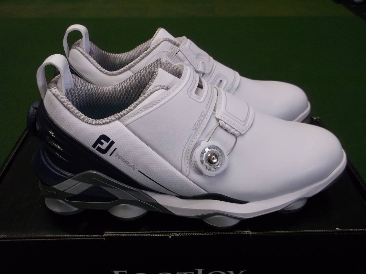 【税込】7279 新品 FOOTJOY TOUR ALPHA DUAL BOA 55519J ホワイト/ネイビー 25.0cm フットジョイ ボア