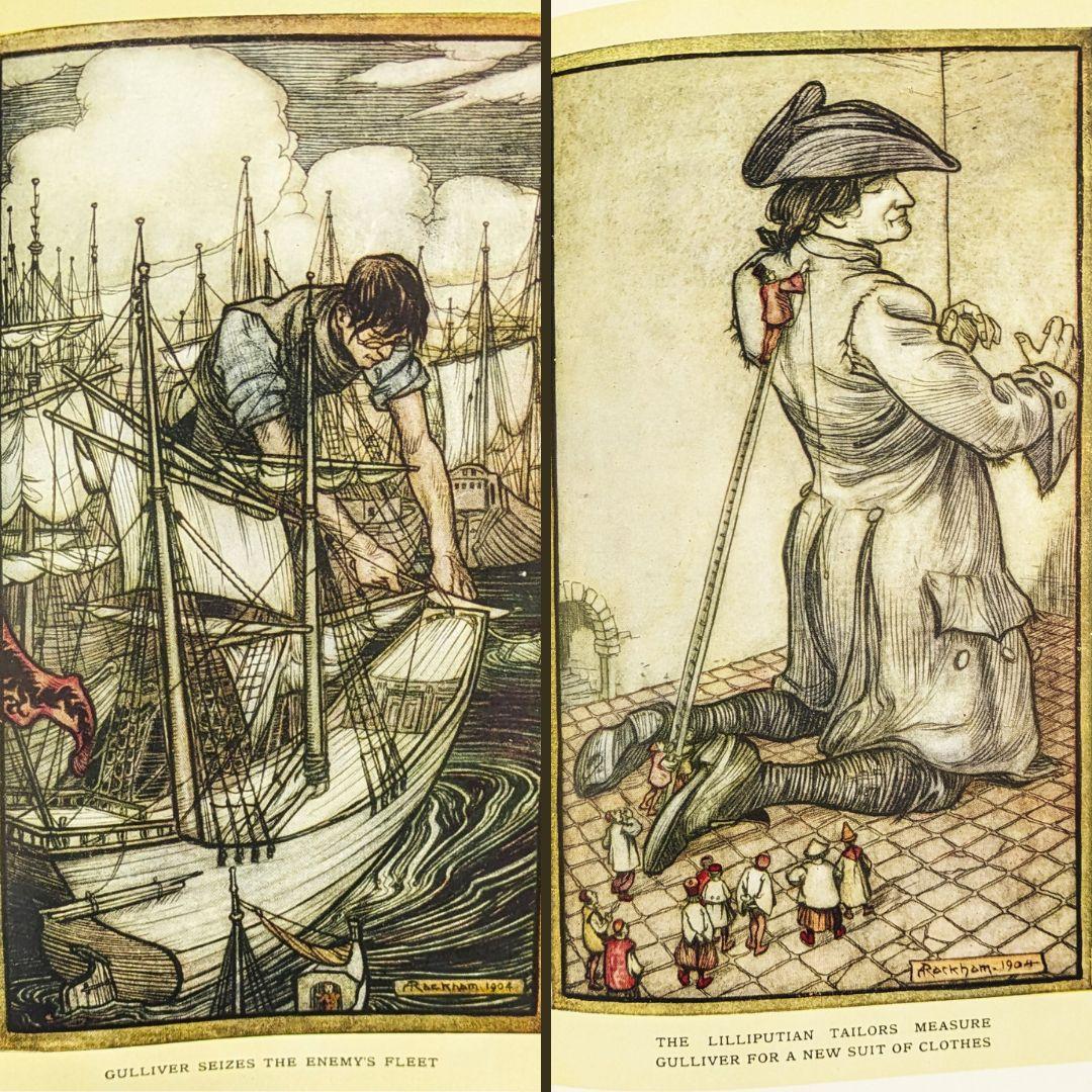 美品☆1909年初版アーサーラッカム『ガリバー旅行記』挿絵カラー12点総