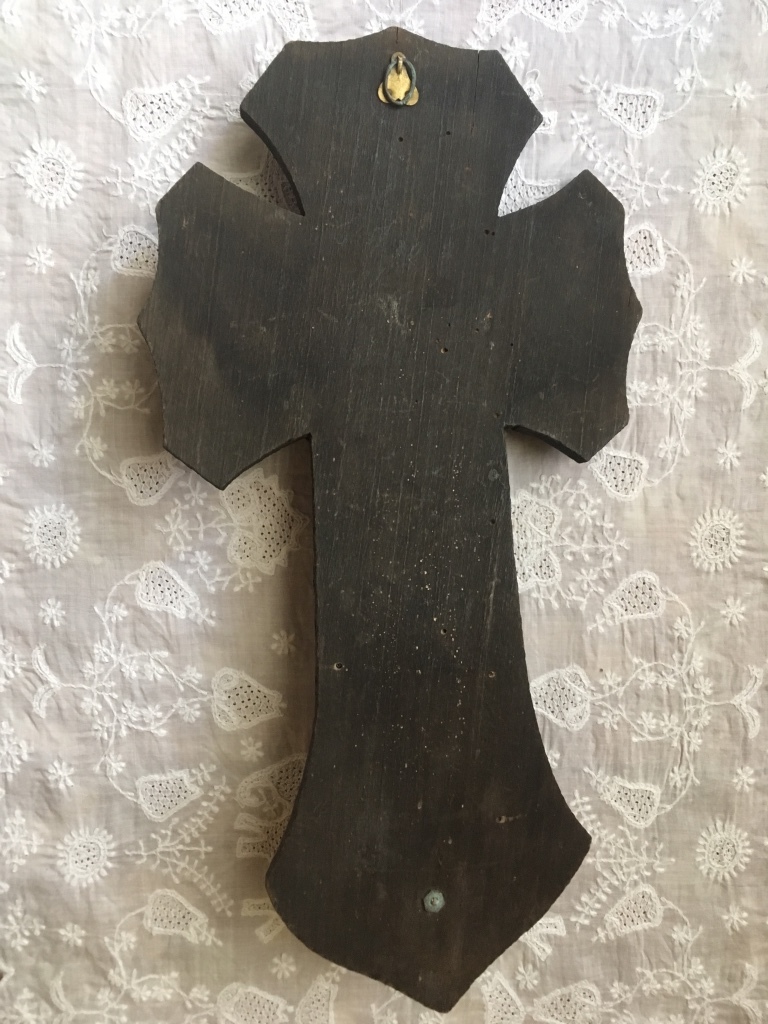 1000　イタリアアンティーク　木製　十字架　キリスト　INRI教会 聖水入れ　壁掛け用　激レア_画像5