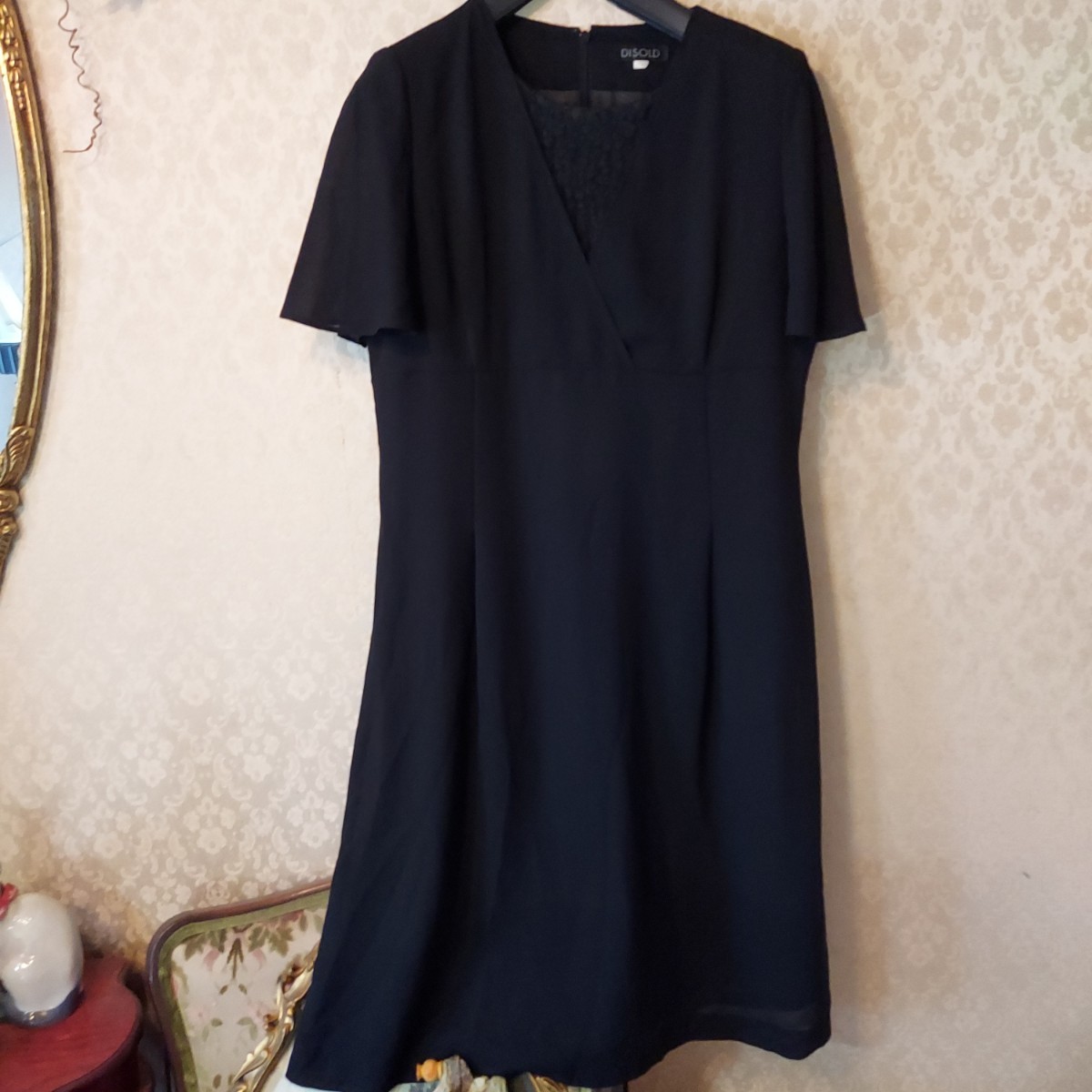 新品☆3L喪服礼服おしゃれなセパレート見えワンピース黒フォーマル☆w113