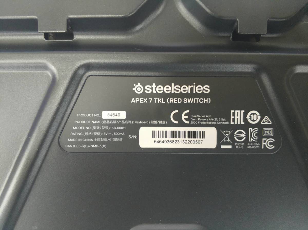 SteelSeries ゲーミングキーボード テンキーレス 赤軸 有線 日本語配列 有機ELディスプレイ搭載 Apex TKL Red Sw