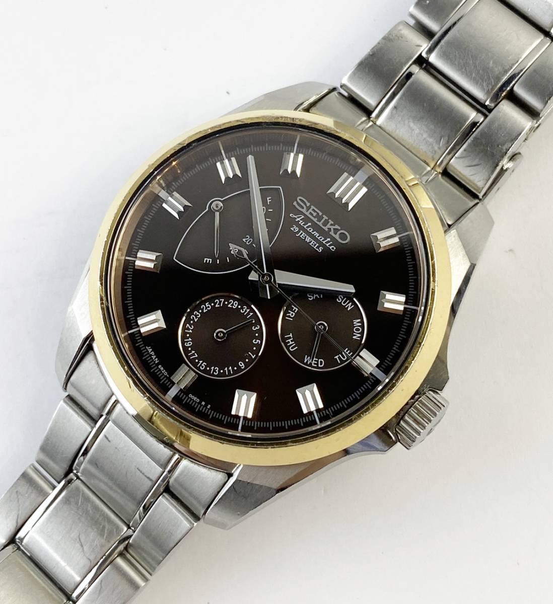 SEIKO メカニカル 裏スケ メンズ 自動巻き 6R20-00C0 セイコー SS オートマ 腕時計 ベゼルコンビ