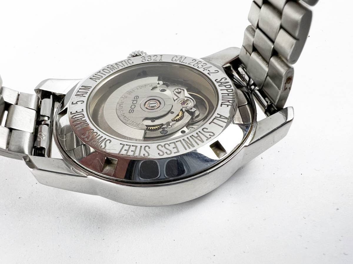  Epos epos самозаводящиеся часы мужские наручные часы обратная сторона ske3321 CAL.2834-2 автомат SS дата чёрный циферблат 