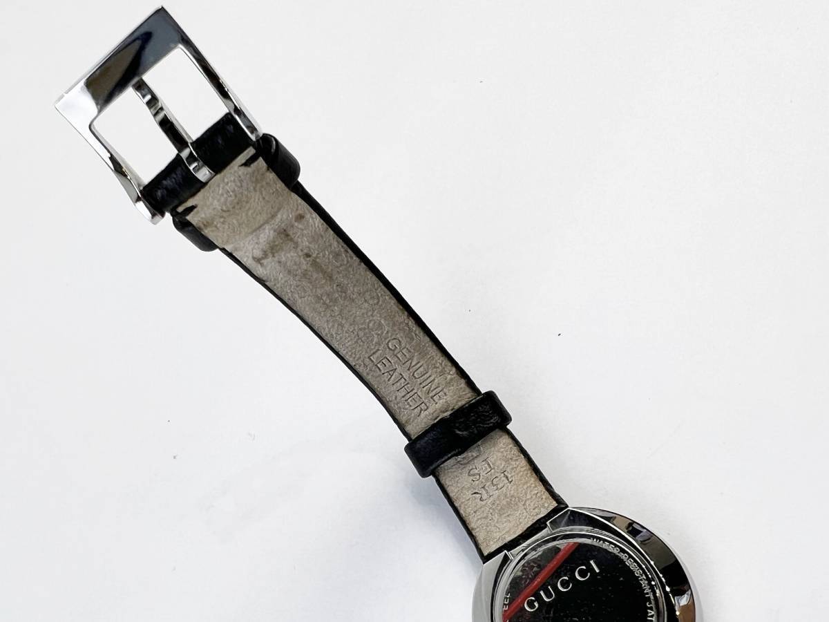 芸能人愛用 QZ グッチ 129.5 レディース腕時計 レザーベルト 黒