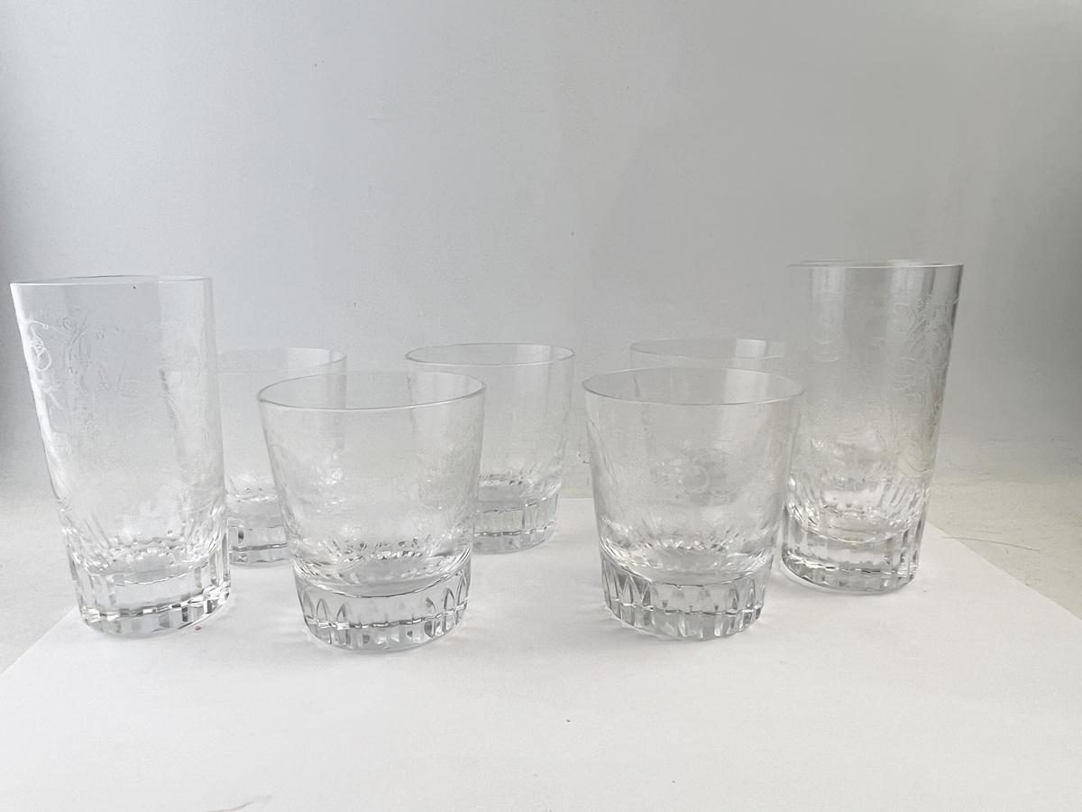 美品 バカラ Baccarat パルメ ロックグラス タンブラー エッチング 鳥