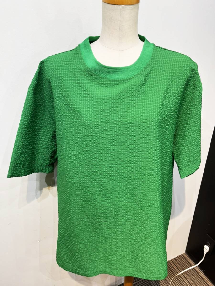 ほぼ未使用 美品 EMPORIO ARMANI エンポリオ アルマーニ 超軽量 テクノシア サッカー Tシャツ EA 半袖 グリーン H31C53C116C サイズXL_画像1