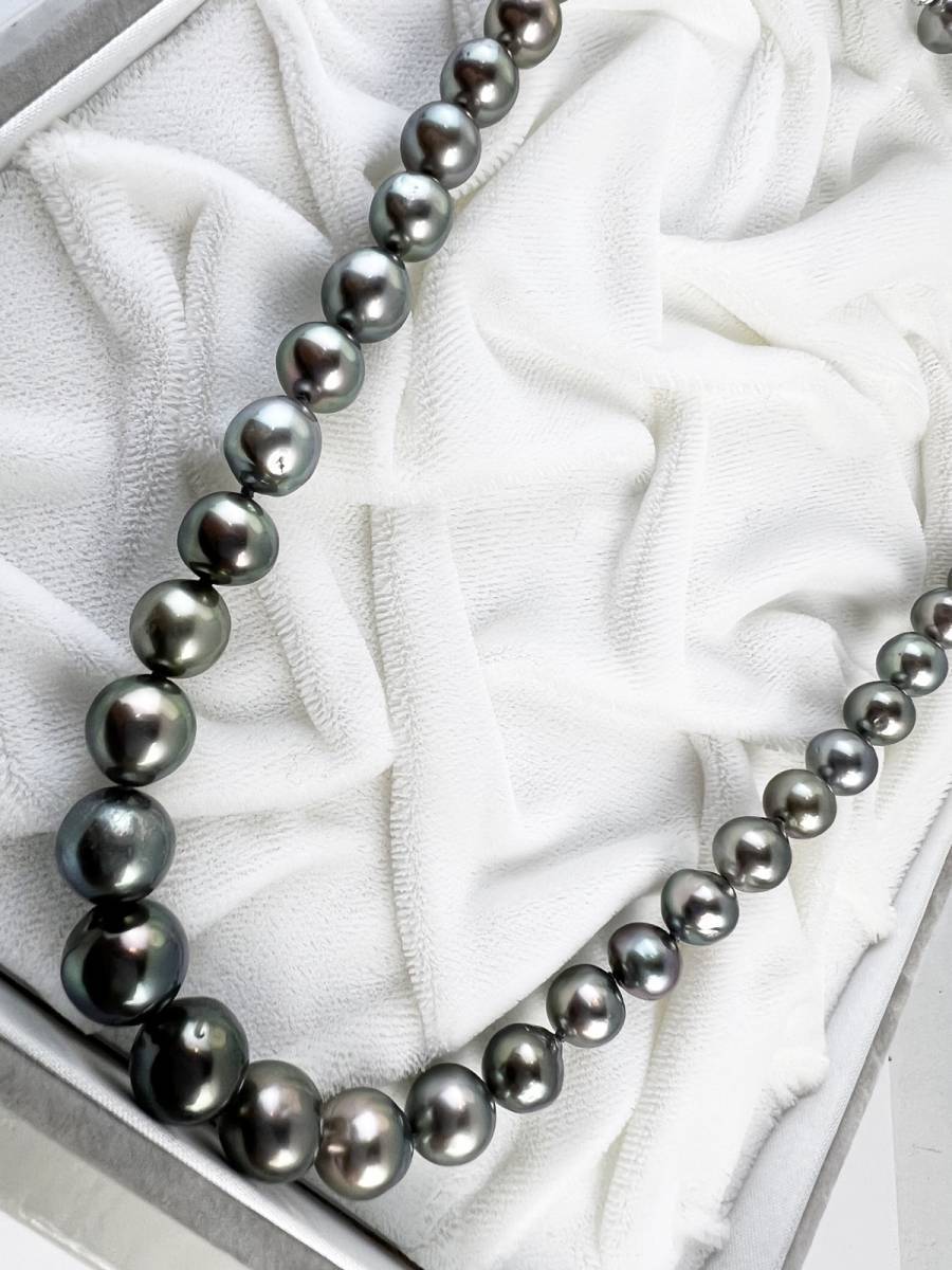 未使用 美品 高級 黒蝶真珠 K14WG パール ネックレス レディース