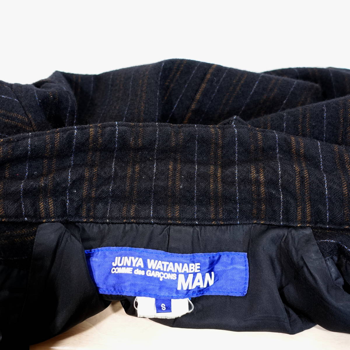 【名作】ジュンヤワタナベマン AD2007 ウール縮絨 米の字ジップライダース JUNYA WATANABE comme des garcons MAN サイズS 黒