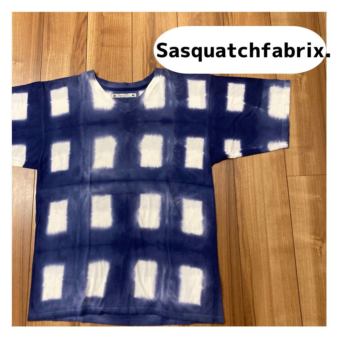 Sasquatchfabrix サスクワァッチファブリックス Tシャツ 半袖 日本製 板染 タイダイ Vネック サイズS（XL相当） 玉mc1621_画像1