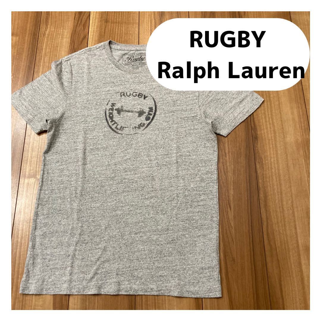 RUGBY Ralph Laurenラグビー ラルフローレン 半袖 Tシャツ ビッグプリント USA企画 グレー サイズSm玉mc1617_画像1