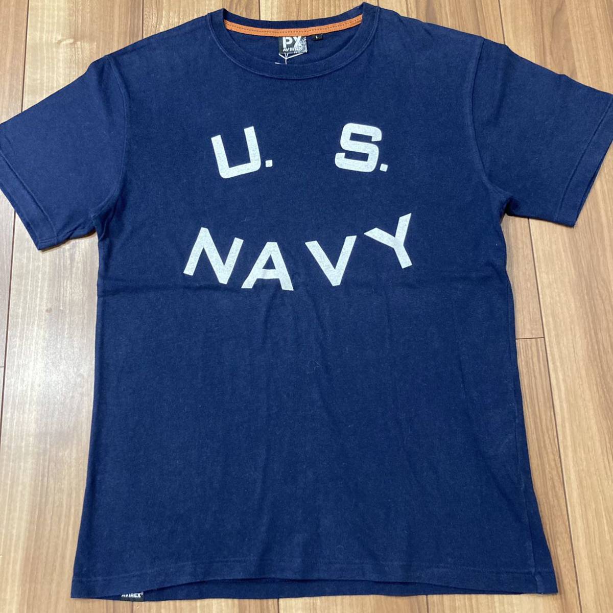 AVIREX アヴィレックス PX Tシャツ 半袖 ビッグロゴ プリントロゴ US NAVY アメカジ ミリタリー ネイビー サイズL 玉mc1632_画像2