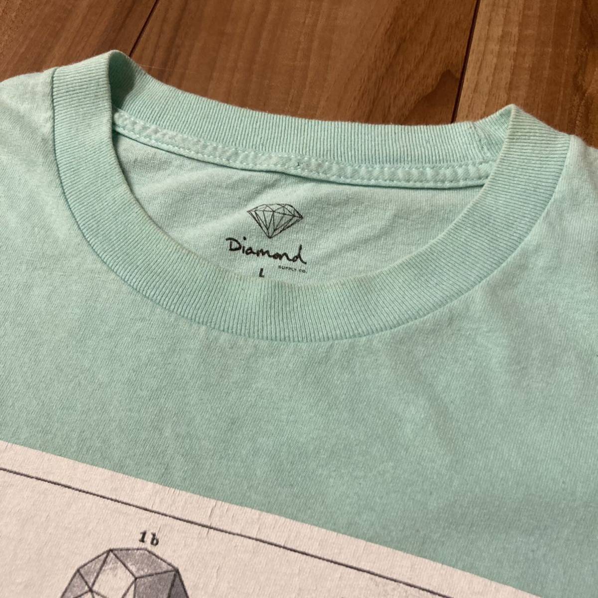 USA製 DIAMOND SUPPLY CO ダイアモンド サプライ Tシャツ 半袖 ビッグロゴ ターコイズ サイズL 玉mc1737の画像5