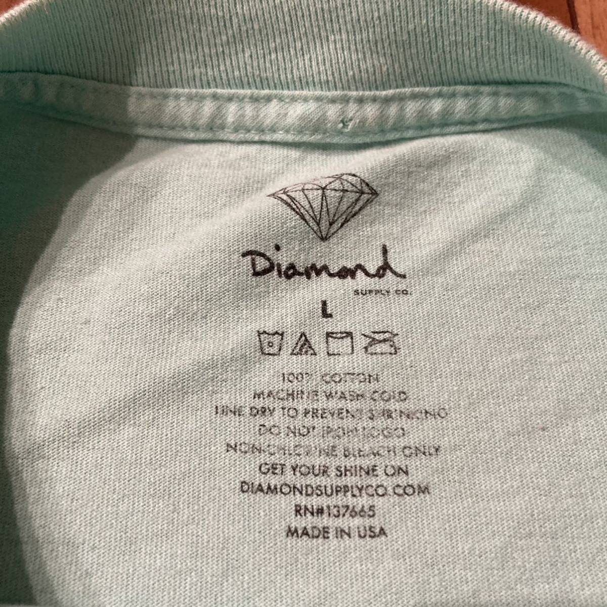 USA製 DIAMOND SUPPLY CO ダイアモンド サプライ Tシャツ 半袖 ビッグロゴ ターコイズ サイズL 玉mc1737の画像6