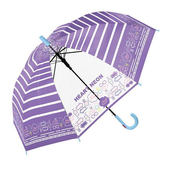 * 560012 Heart neon PPL зонт ребенок 55cm почтовый заказ длинный зонт ребенок посещение школы хождение в школе Jump зонт модный симпатичный стакан волокно . крепкий прозрачный окно имеется 