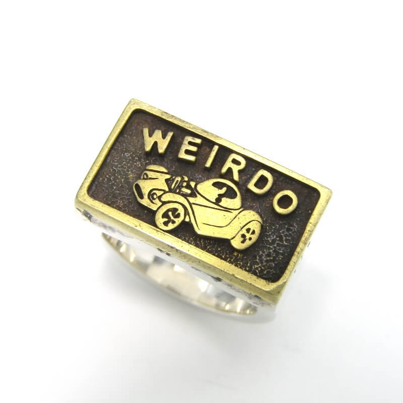 未使用 WEIRDO ウィアード リング WJ001 PLAQUE RING プラークリング ロゴ HOTRODCAR SV925 シルバー925 ブラス 日本製 11号 28005870
