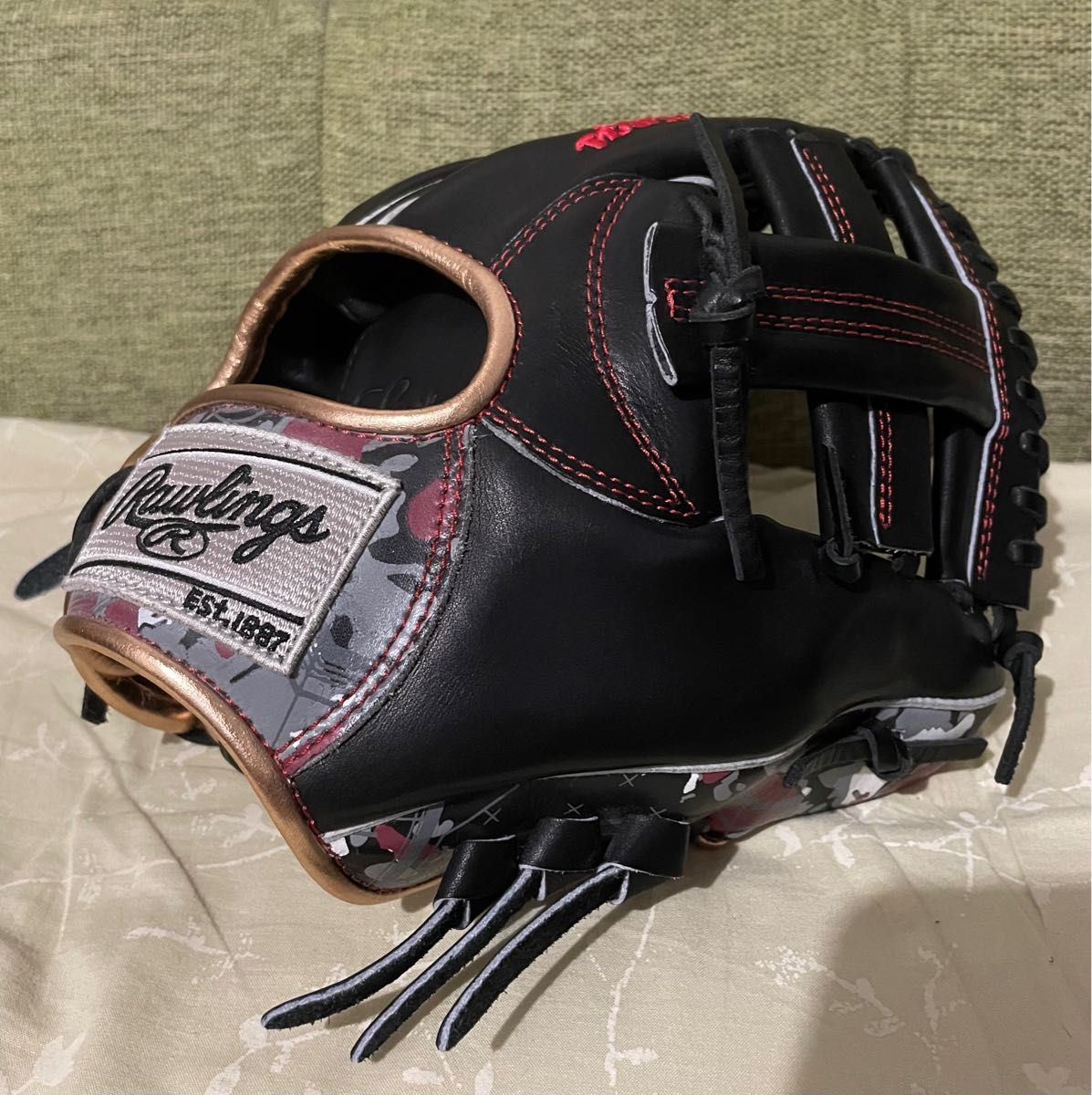 ローリングス 硬式・軟式用 トレーニンググラブ ブラック×レッド