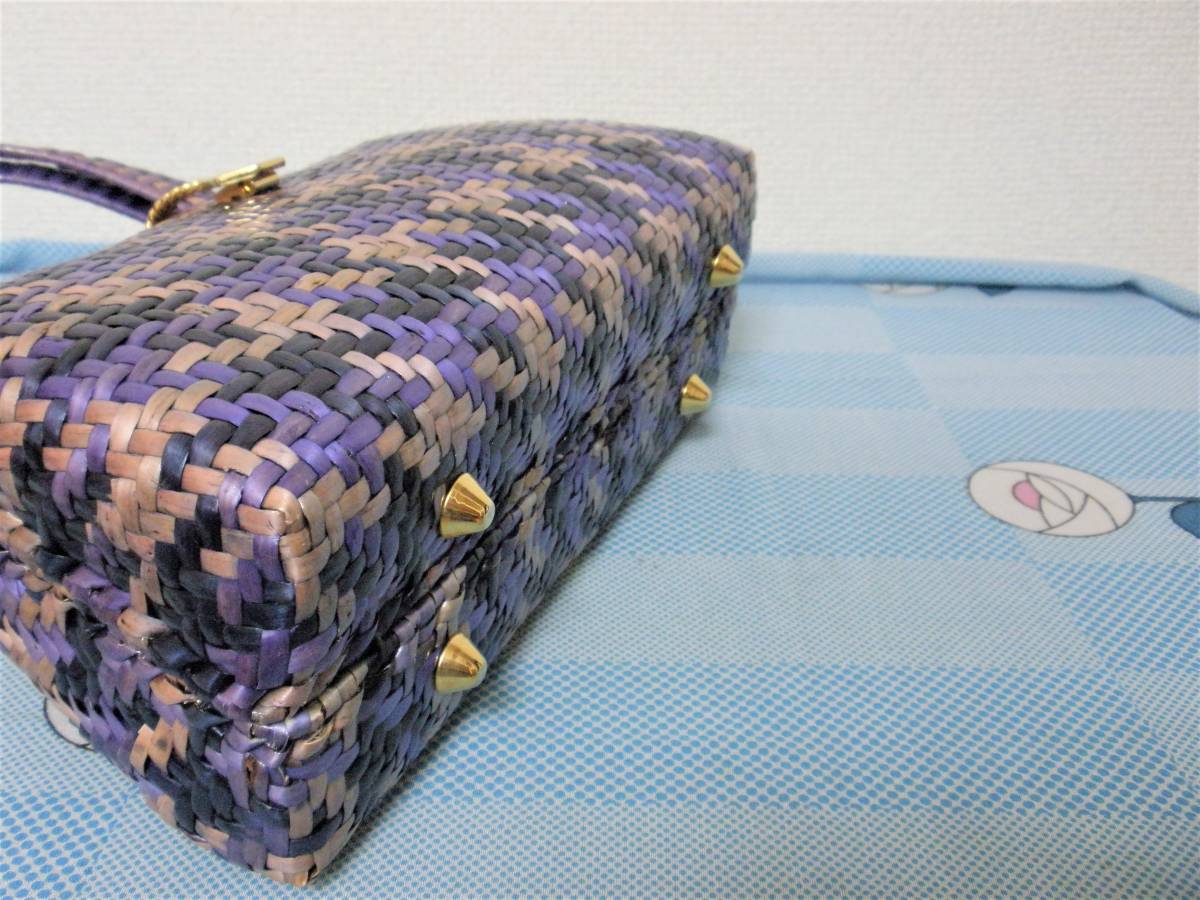 高品質の人気高品質の人気☆美品☆パープル系 籐 編み込み