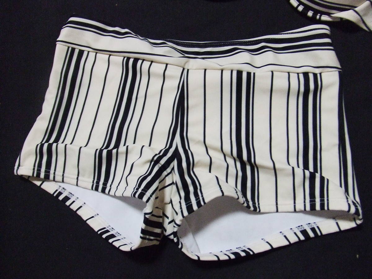  eggshell white × black * lady's swimsuit swimsuit bikini wire equipped XL B67
