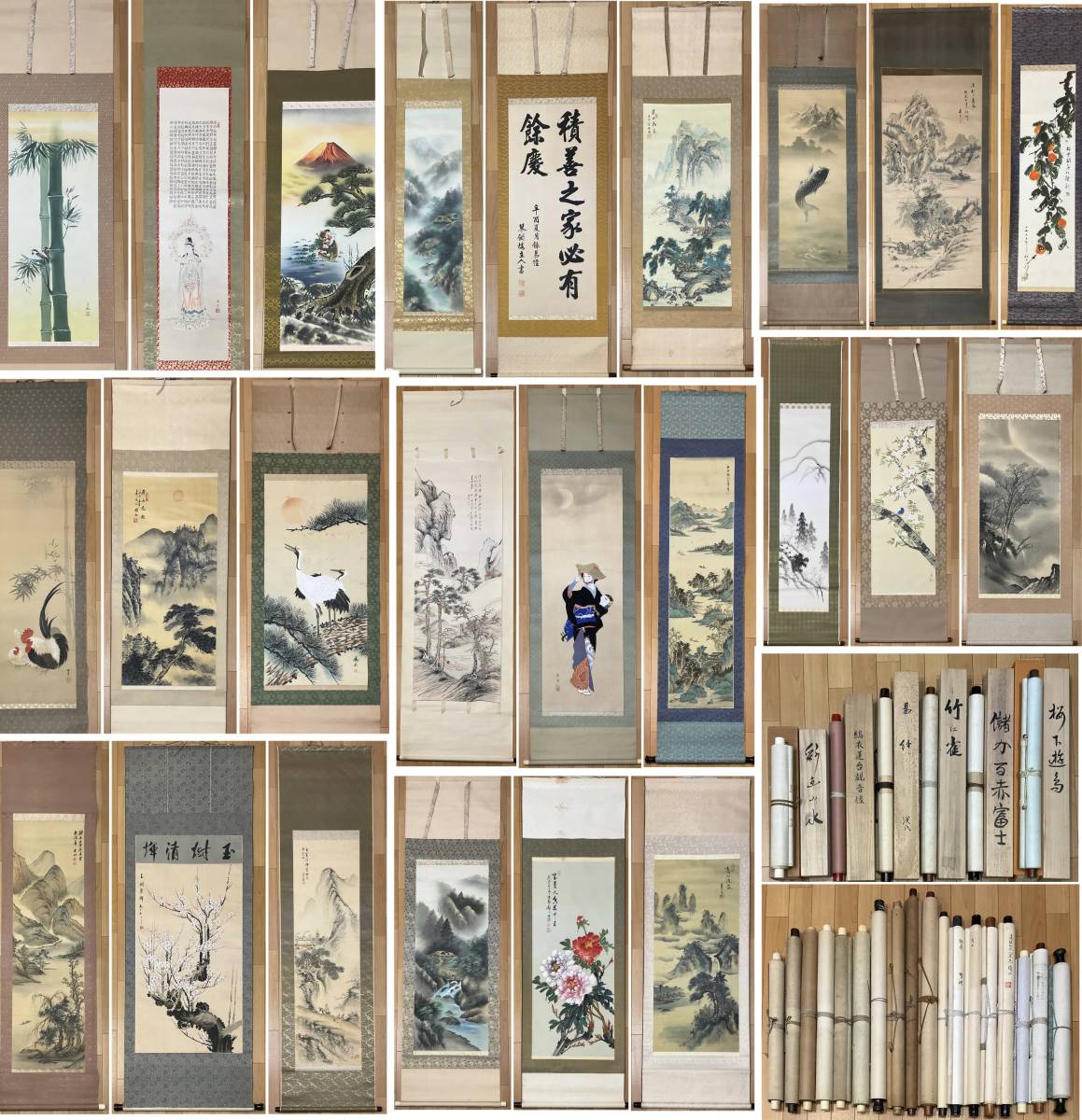 掛軸まとめて24本雅堂/鳳堂/廣豊/華玉/岡野山雪/白苑/圓山/寿石/香月