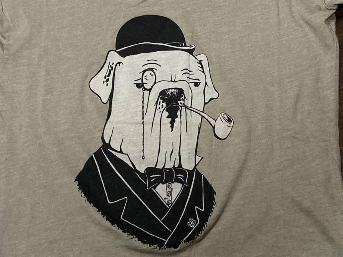 送料込み HEADLINE SHIRTS プリント Tシャツ TEE カーキ系 犬 (S) アメカジ ヘッドラインシャツ 未使用 アメリカ古着_画像2