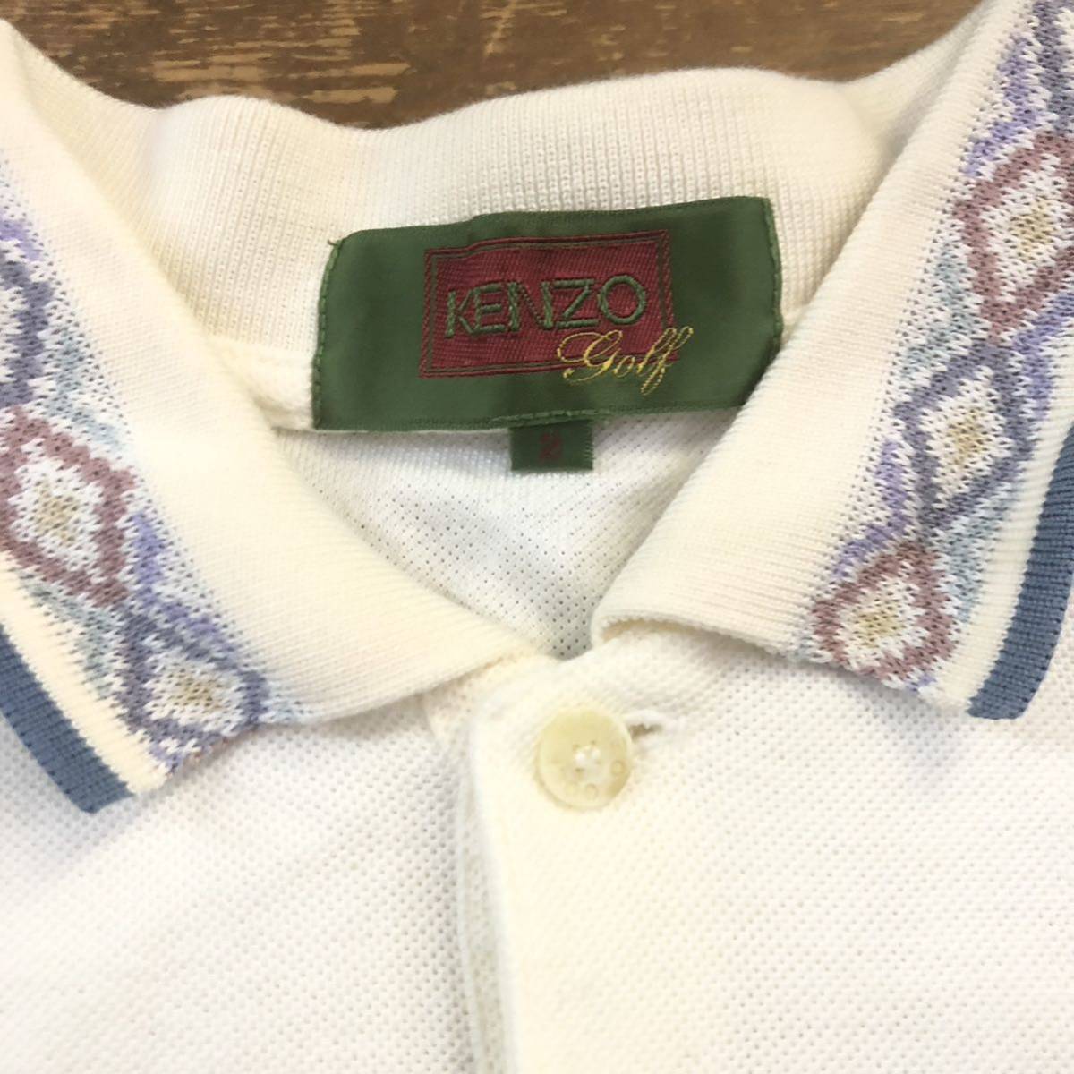 80-90’ｓ ヴィンテージ KENZO GOLF ポロシャツ 刺繍 レトロ ケンゾー ゴルフ size 2_画像3