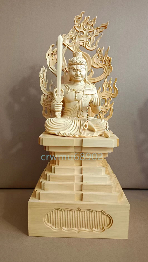最新作 総檜材 木彫仏像 仏教美術 精密細工 仏師手仕上げ品 五大明王像