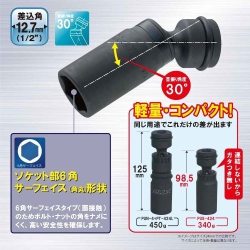 TOP工業 インパクト用ユニバーサルソケット 19mm PUS-419_画像3