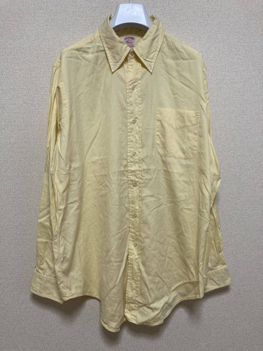 90's USAヴィンテージ Brooks Brothers ブルックスブラザーズ ボタンダウンシャツ オックスフォードシャツ 長袖シャツ 黄色 16 1/2 USA製