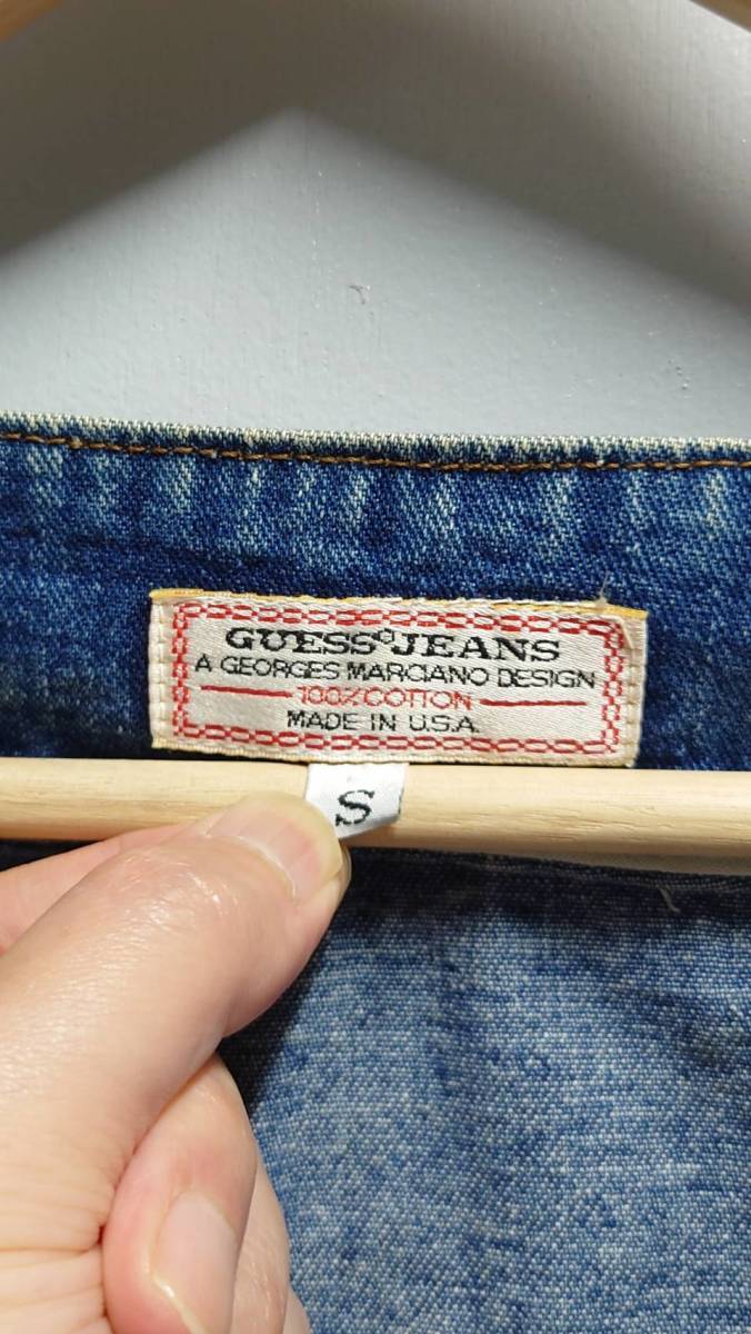 90’s GUESS JEANS USA製 半袖 前開き デニム シャツ ワンピース S _画像2