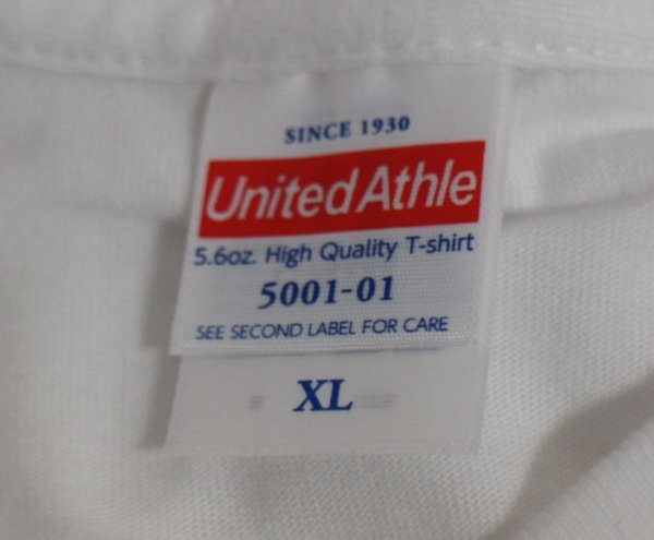 15 04165 ☆ (ユナイテッドアスレ)UnitedAthle 5.6オンス ハイクオリティー Tシャツ 500101 001 ホワイト XL【アウトレット品】の画像3