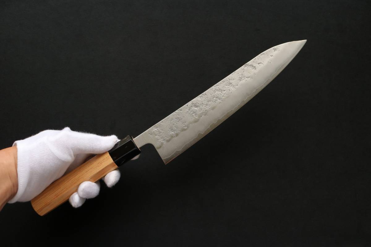 牛刀 包丁 白鷺 銀三鋼 梨地 ケヤキ八角 210mm Gyuto Silver Steel #3