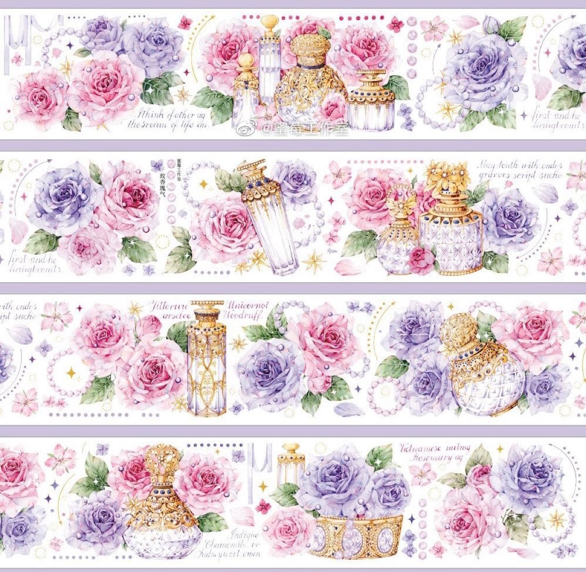 408 海外マステ 切り売り マースキングテープ シール 花间集・薔薇-