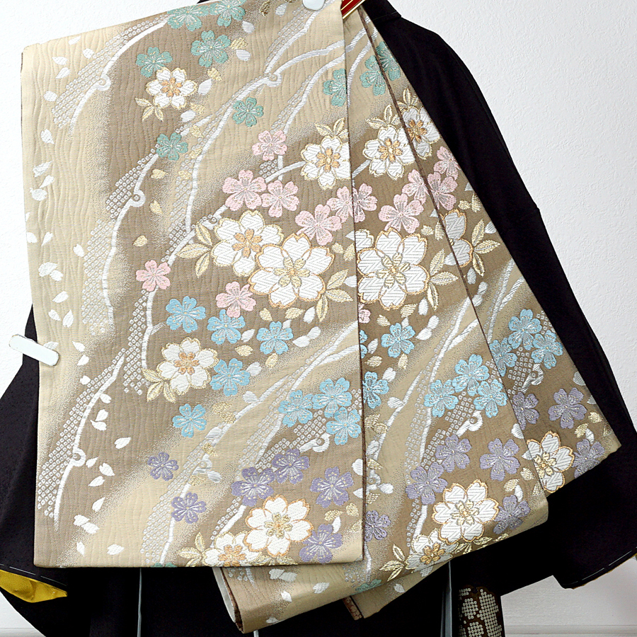 振袖 セット 新品 仕立上り シンプルモダン 黒鳶色 こげ茶紫 袋帯