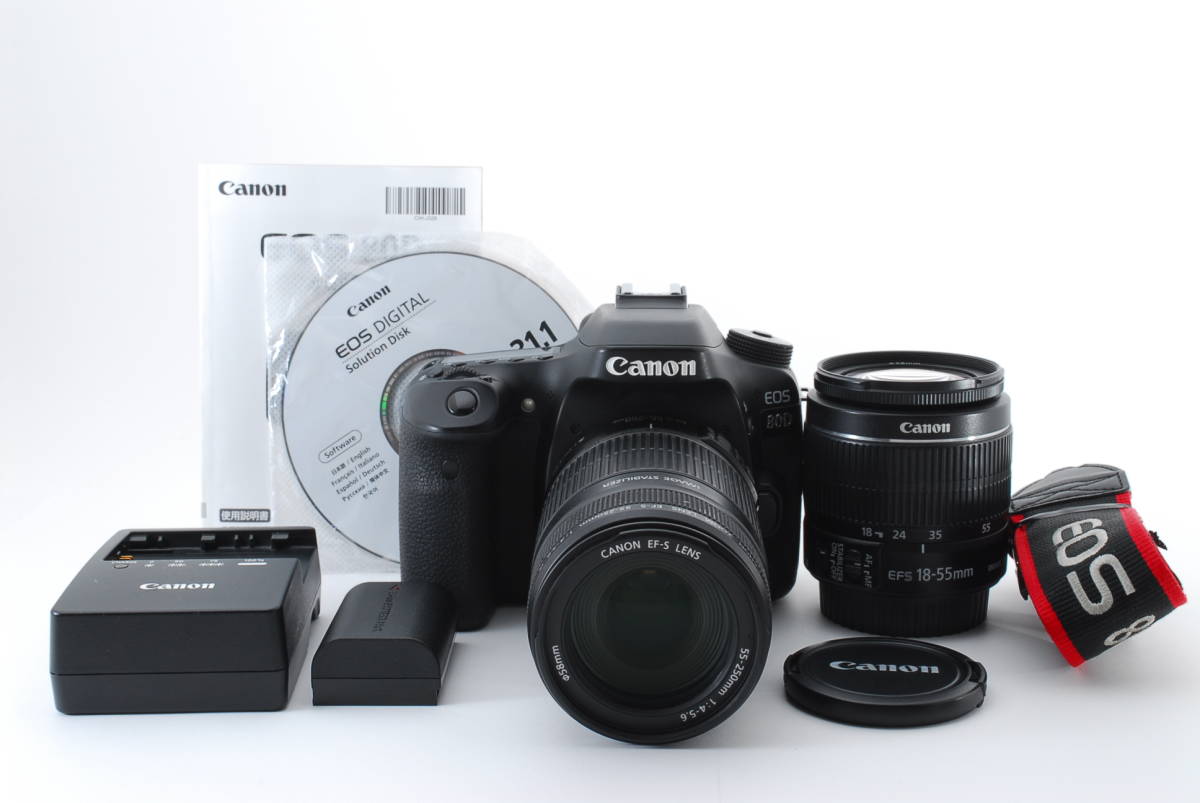 完動美品 Canon キャノン EOS 80D ダブルズームキット 付属品多数