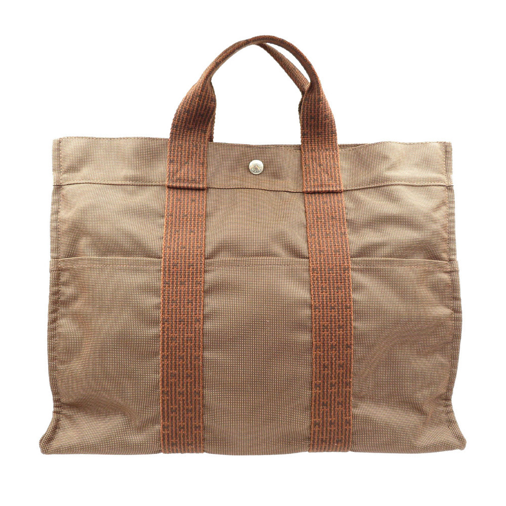 美品 エルメス エールライン トートMM キャンバス シルバー金具