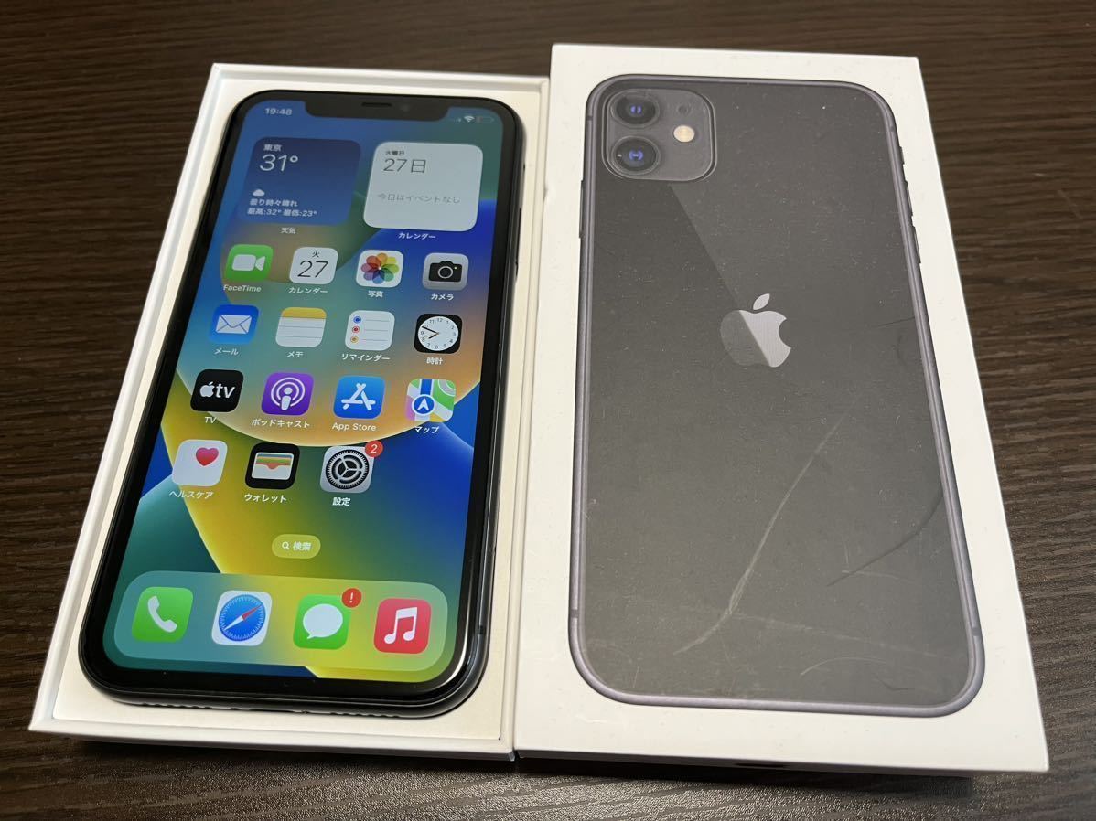 美品】Apple iPhone 11 128GB SIMフリー ブラック/BLACK MWM02J/A
