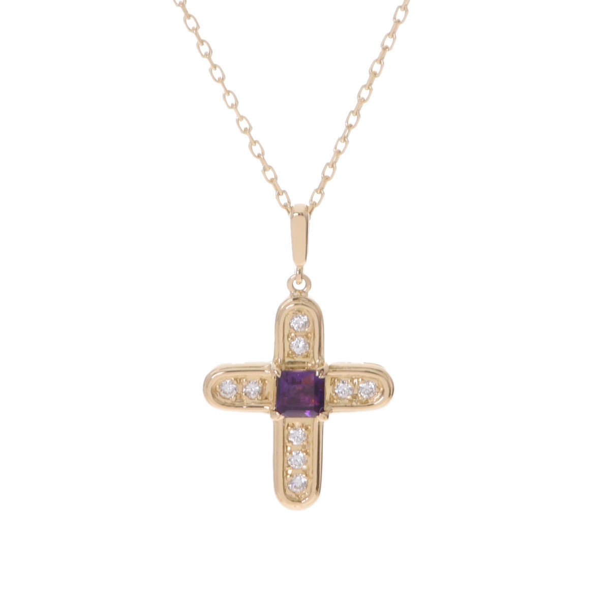 Mikimoto Mikimoto Cross Collece Amethyst 0,31CT Diamond 0,12CT Ladies K18 Желто -золотое колье A