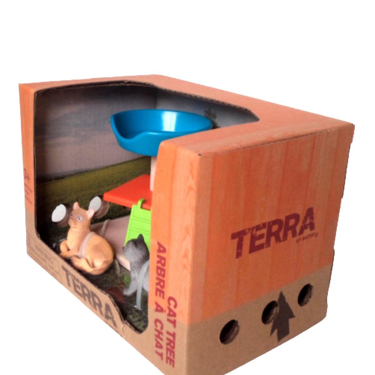 ★未使用　Terra キャットハウス 猫フィギュア 2体つき 　キャットタワー　撮影のため・ビニール袋より開封しました ★L422_画像3