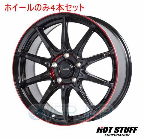 4本セット HOT STUFF G.SPEED P-05R ブラック&レッドクリア (BK/RED) 16インチ 6.5J 100/5 48 インプレッサスポーツワゴン GG2_画像1