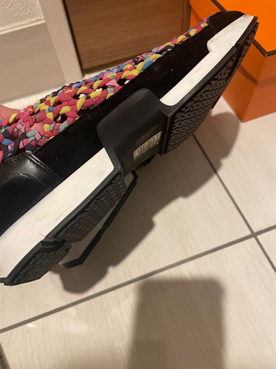 エルメス メッシュ スリッポン ローカット スニーカー シルク レザー 24cm
