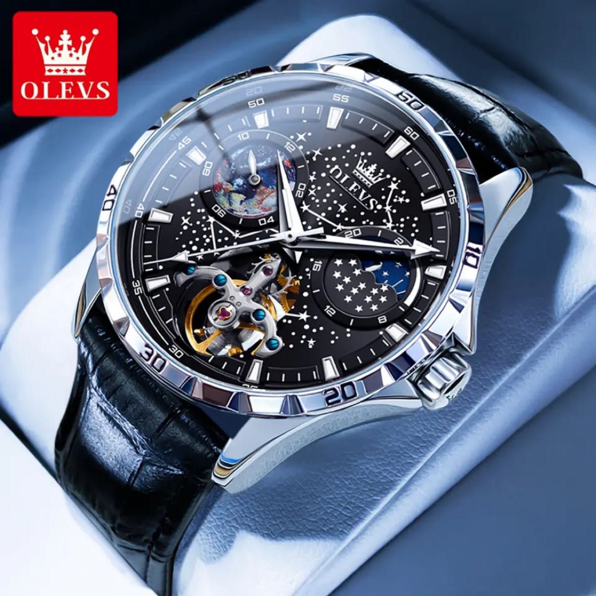 メンズ腕時計,多機能,発光,全自動,機械式,月の相,スターリーディスク 腕時計 メンズ腕時計 機械式 メンズ腕時計 高品質