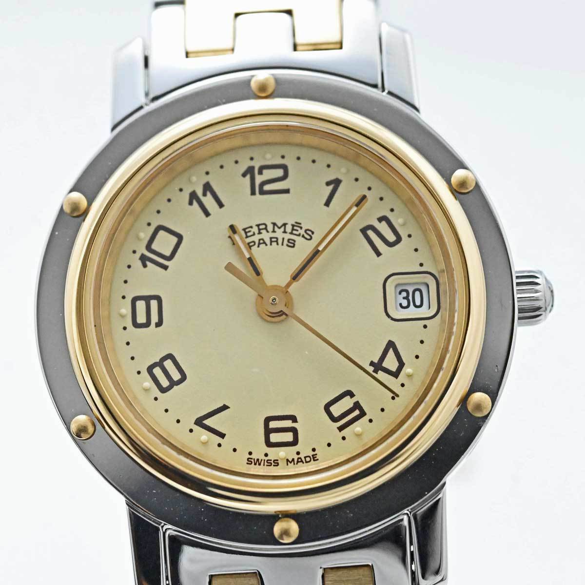 3191☆エルメス HERMES クリッパー CL4.220 コンビ レディース