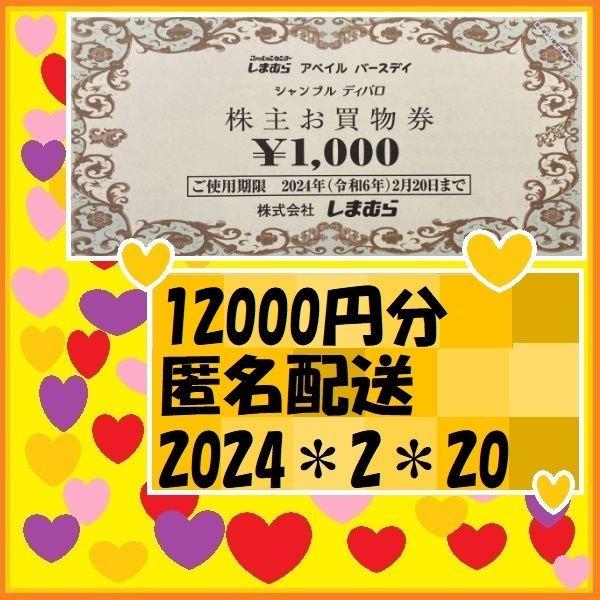 12000円分 しまむら 株主優待 24*2*20 アベイル バースデイ シャンブル ディバロ　avail 優待で頂きました、安心して御使用いただけます_画像1