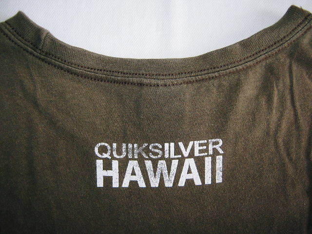 ★古着 日焼けの変色有り ハワイで購入 ハワイ限定 QUIKUSILVER クイックシルバー 半袖Tシャツ XL ブラウン茶 ナンバープレート風 HAWAII★_画像5