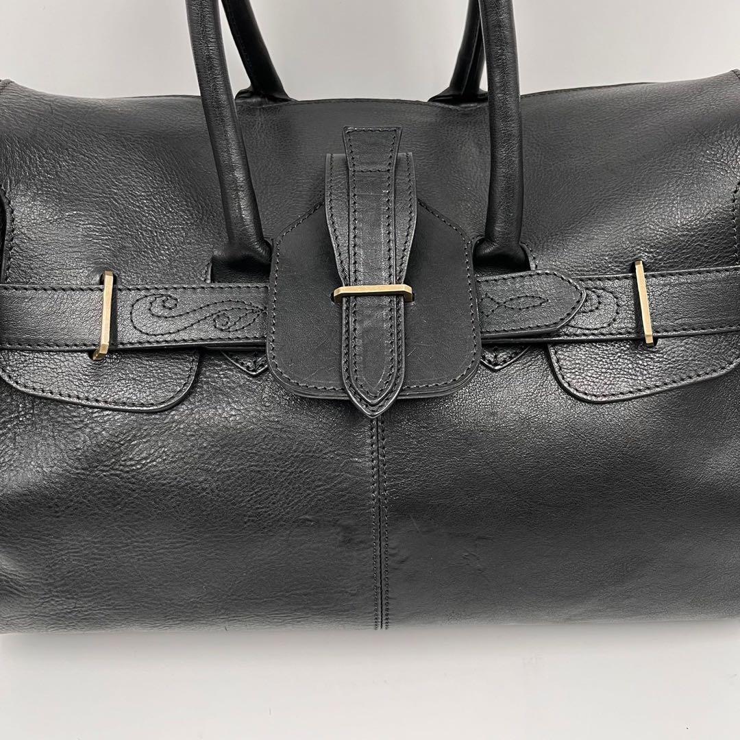 美品】ゴールデングース ハンドバッグ 大容量 フラップ レザー