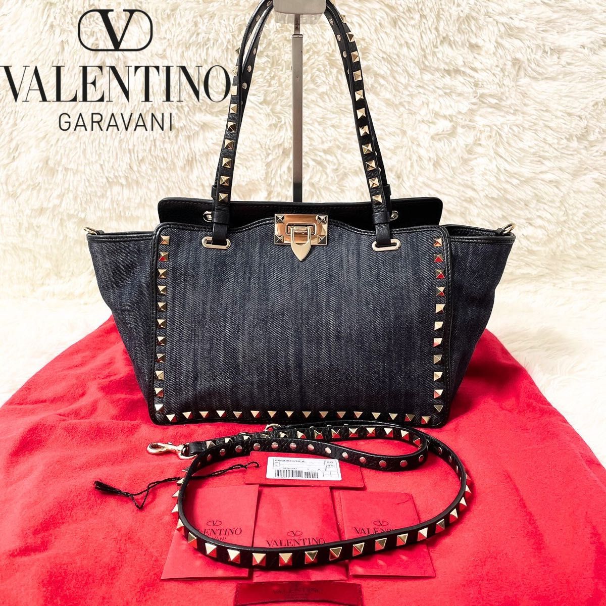 即日発送 着画有 VALENTINO ロックスタッズ トート ショルダー 2WAY バッグ